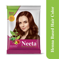 Neeta Henna Powder for Hair Color with Amla, Shikakai, Heena & Aloe Vera for Smooth, Natural Brown Hair 15g per Pack, 10 Packs