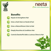 Neeta 100% Natural Henna Powder 250g Rich Brown for Hair, Hands & Feet