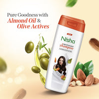 Nisha Almond and Olive Shampoo for Women & Men 340ml for Silky, Shiny and Smooth Hair, Prevents Damage & Split Ends, Deep Nourishment All Hair Types