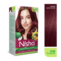 Nisha Creme Hair Color for Women & Men - Burgundy, 30g+30ml, Long-lasting, 100% Grey Coverage Permanent Hair Colour