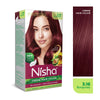 Nisha Creme Hair Color for Women & Men - Burgundy, 30g+30ml, Long-lasting, 100% Grey Coverage Permanent Hair Colour