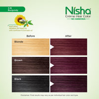 Nisha Creme Hair Color for Women & Men - Burgundy, 30g+30ml, Long-lasting, 100% Grey Coverage Permanent Hair Colour
