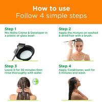Nisha Creme Hair Color for Women & Men - Natural Brown, 30g+30ml, Long-lasting, 100% Grey Coverage Permanent Hair Colour