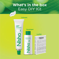 Nisha Creme Hair Color for Women & Men - Natural Brown, 30g+30ml, Long-lasting, 100% Grey Coverage Permanent Hair Colour