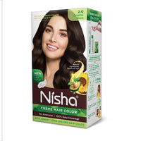 Nisha Creme Hair Color for Women & Men - Original Black, 30g+30ml, Long-lasting, 100% Grey Coverage Permanent Hair Colour