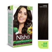 Nisha Creme Hair Color for Women & Men - Original Black, 30g+30ml, Long-lasting, 100% Grey Coverage Permanent Hair Colour
