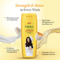 Nisha Egg Protein Shampoo for Women & Men 340ml For Strong, Smooth & Shiny Hair, Frizz Control, Deep Nourishment, All Hair Types