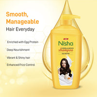 Nisha Egg Protein Shampoo for Women & Men 650 ml For Strong, Smooth & Shiny Hair, Frizz Control, Deep Nourishment, All Hair Types
