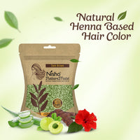 Nisha Hair Colour for Women Dark Brown 100% Henna-Based Powder Long-Lasting Herbal Formula Ammonia-Free 45g Zipper Pouch