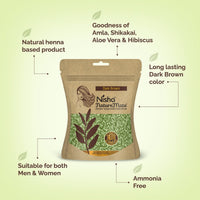 Nisha Hair Colour for Women Dark Brown 100% Henna-Based Powder Long-Lasting Herbal Formula Ammonia-Free 45g Zipper Pouch