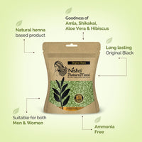 Nisha Hair Colour for Women Natural Black 100% Henna-Based Powder Long-Lasting Herbal Formula Ammonia-Free 45g Zipper Pouch
