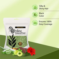 Nisha Hair Colour for Women Original Black 100% Henna-Based Powder Long-Lasting Herbal Formula Ammonia-Free 45g Zipper Pouch
