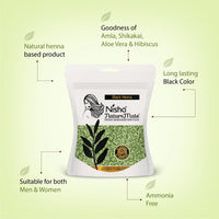 Nisha Hair Colour for Women Original Black 100% Henna-Based Powder Long-Lasting Herbal Formula Ammonia-Free 45g Zipper Pouch