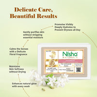 Nisha Jasmine Body Cleansing Soap Bar 125g – Paraben Free, Vegan, Gentle Cleanse for Soft & Supple Skin, Suitable for All Skin Types, Men & Women