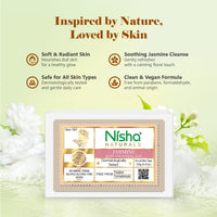 Nisha Jasmine Body Cleansing Soap Bar 125g â€“ Paraben Free, Vegan, Gentle Cleanse for Soft & Supple Skin, Suitable for All Skin Types, Men & Women
