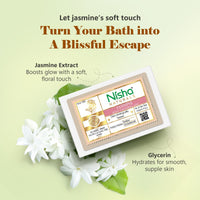 Nisha Jasmine Body Cleansing Soap Bar 125g â€“ Paraben Free, Vegan, Gentle Cleanse for Soft & Supple Skin, Suitable for All Skin Types, Men & Women