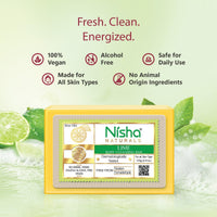 Nisha Lime Body Cleansing Soap Bar 125g – Paraben Free, Vegan, Gentle Cleanse for Soft & Supple Skin, Suitable for All Skin Types, Men & Women