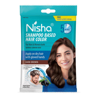 Nisha Quick Color Shampoo Hair Colour Dark Brown 20 ml x 8 Sachets