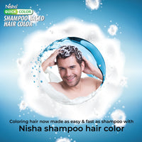 Nisha Quick Color Shampoo Hair Color, Ammonia Free, 100% Grey Coverage, Long Lasting Colour, for Men & Women, Original Black (180ml)