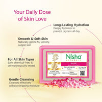 Nisha Rose Body Cleansing Soap Bar 125g â€“ Paraben Free, Vegan, Gentle Cleanse for Soft & Supple Skin, Suitable for All Skin Types, Men & Women