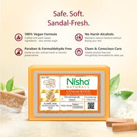 Nisha Sandalwood Body Cleansing Soap Bar 125g â€“ Paraben Free, Vegan, Gentle Cleanse for Soft & Supple Skin, Suitable for All Skin Types, Men & Women