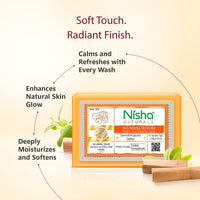 Nisha Sandalwood Body Cleansing Soap Bar 125g â€“ Paraben Free, Vegan, Gentle Cleanse for Soft & Supple Skin, Suitable for All Skin Types, Men & Women