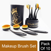 Majestique Premium Case Soft Makeup Brush Set Oval Kit