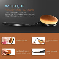 Majestique Premium Case Soft Makeup Brush Set Oval Kit