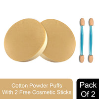 Majestique Cotton Powder Puffs With 2 Free Cosmetic Sticks Combo