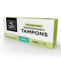 Pee Safe Super Organic Cotton 16 Tampons
