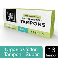Pee Safe Super Organic Cotton 16 Tampons
