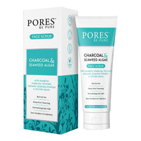 PORES Be Pure Charcoal & Seaweed Algae Gel Face Scrub With Bamboo Charcoal Powder, Organic Seaweed Powder & Vetiver Grass 100 ml