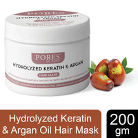 PORES Be Pure Keratin & Argan Oil Hair Mask With Hydrolyzed Keratin & Argan Oil With Blend Of 10 Essential Oils 200 gm