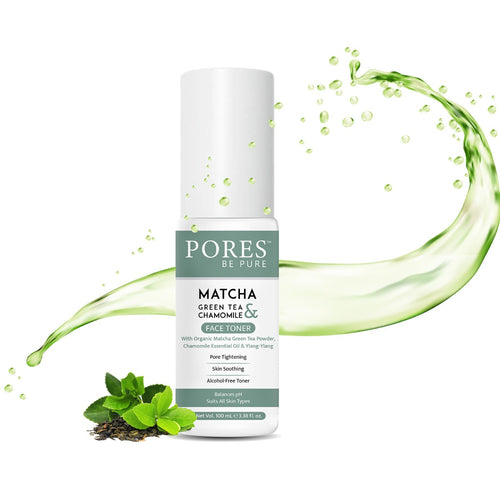 PORES Be Pure Matcha Green Tea & Chamomile Face Toner With Organic Matcha Green Tea Powder, Chamomile Essential Oil & Ylang 100 ml