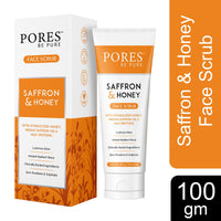 PORES Be Pure Saffron & Honey Face Scrub With Hydrolyzed Honey, Indian Saffron & Milk Proteins 100 gm