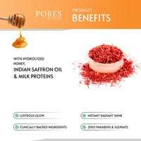 PORES Be Pure Saffron & Honey Face Scrub With Hydrolyzed Honey, Indian Saffron & Milk Proteins 100 gm