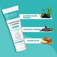 PORES Be Pure Seaweed Algae & Charcoal Face Wash With Bamboo Charcoal Powder, Organic Seaweed Powder & Vetiver Grass 100 ml