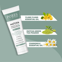 PORES Be Pure Matcha Green Tea & Chamomile Gel Face Scrub With Organic Matcha Green Tea Powder, Chamomile Essential Oil & Ylang 100 ml