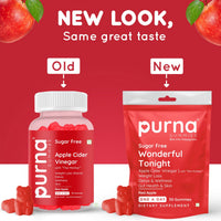 Purna Gummies Sugar Free Wonderful Tonight Apple Cider Vinegar 30 Gummies for Weight Loss Detox Gut Health Supplement Red Apple Flavor