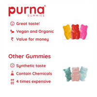 Purna Gummies Sugar Free Wonderful Tonight Apple Cider Vinegar 30 Gummies for Weight Loss Detox Gut Health Supplement Red Apple Flavor