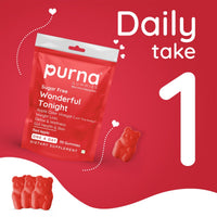 Purna Gummies Sugar Free Wonderful Tonight Apple Cider Vinegar 30 Gummies for Weight Loss Detox Gut Health Supplement Red Apple Flavor