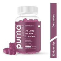 Purna Gummies Ceramides Skin Nourishment, Hydration, Glow & Anti-Aging Support, Passion Fruit Flavor, 1 Daily, 30 Gummies - Sampurna