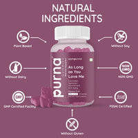 Purna Gummies Ceramides Skin Nourishment, Hydration, Glow & Anti-Aging Support, Passion Fruit Flavor, 1 Daily, 30 Gummies - Sampurna
