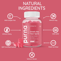 Purna Gummies Collagen Peptides, Skin Rejuvenation, Anti-Aging & Bone Strength, Watermelon Flavor, 1 Daily, 30 Gummies - Sampurna