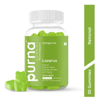 Purna Gummies Retinal Glow, Collagen Builder, Anti-Aging & Radiant Skin Support, Green Apple Flavor, 1 Daily, 30 Gummies - Sampurna