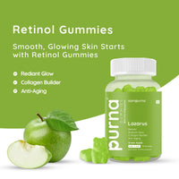 Purna Gummies Retinal Glow, Collagen Builder, Anti-Aging & Radiant Skin Support, Green Apple Flavor, 1 Daily, 30 Gummies - Sampurna