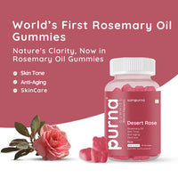 Purna Gummies Rosemary Oil, Skin Tone, Anti-Aging & Skincare Support, Rose Flavor, 1 Daily, 30 Gummies - Sampurna