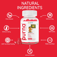 Purna Junior Brain Booster Gummies | Strawberry | Pack of 30 | 1 Daily - Annapurna (30 No)