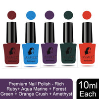 Asmee Premium Gel Nail Polish Rich Ruby | Aqua Marine | Forest Green | Orange Crush | Amethyst