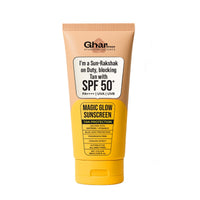 Ghar Soaps Sunscreen SPF 50 PA++ Magic Glow Sunscreen SPF 50+ UVA/UVB Protection Saffron & Vitamin E 60ml